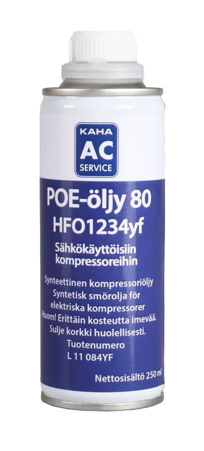 KAHA AC SERVICE POE 80 kompressoriöljy hybridiautoille R1234yf, R134a 250 ml